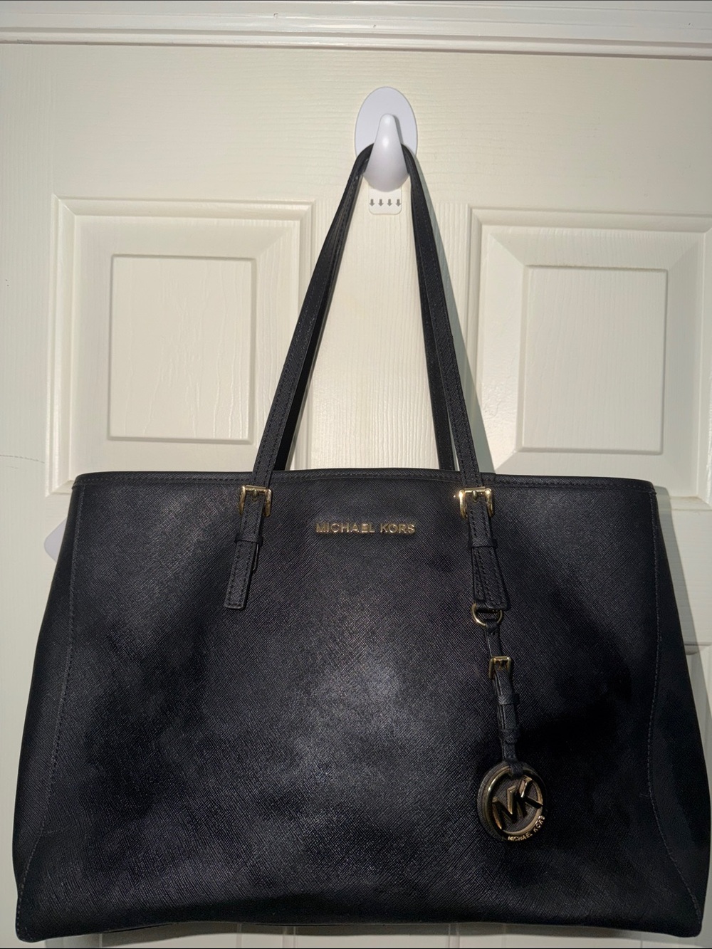 Michael Kors Black Saffiano Tote with Gold Hardware